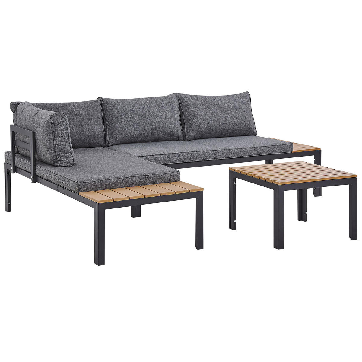 LOUNGE-SET 4-Sitzer schwarz modular Pienza - Schwarz, Holzwerkstoff - Beliani