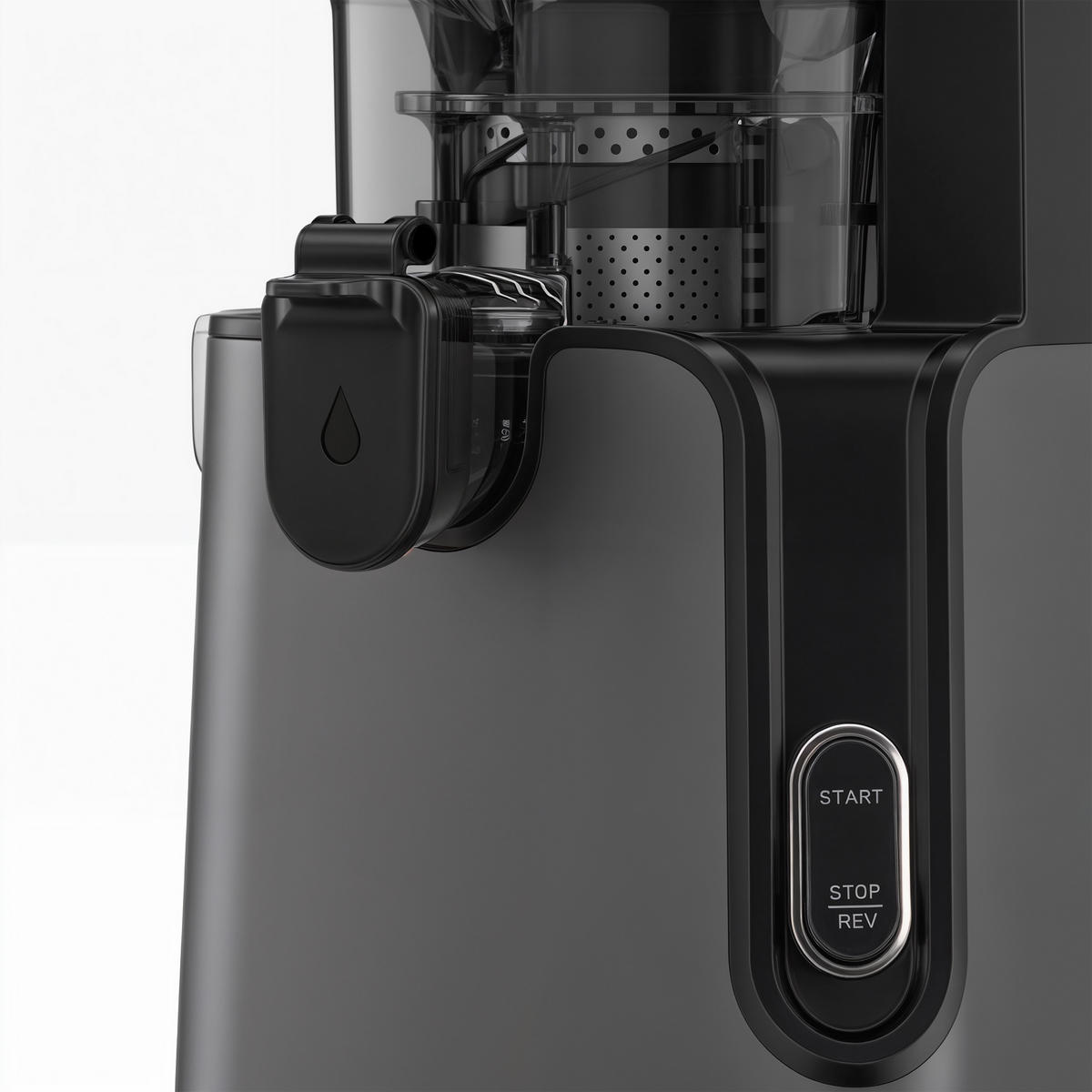 ENTSAFTER GSX26 Schwarz, BPA-frei, große Öffnung 135 mm, sanfter Druck 50 U/min, Tropffrei - Silberfarben, Metall (21.5/48.8/20.3cm) - HKoenig