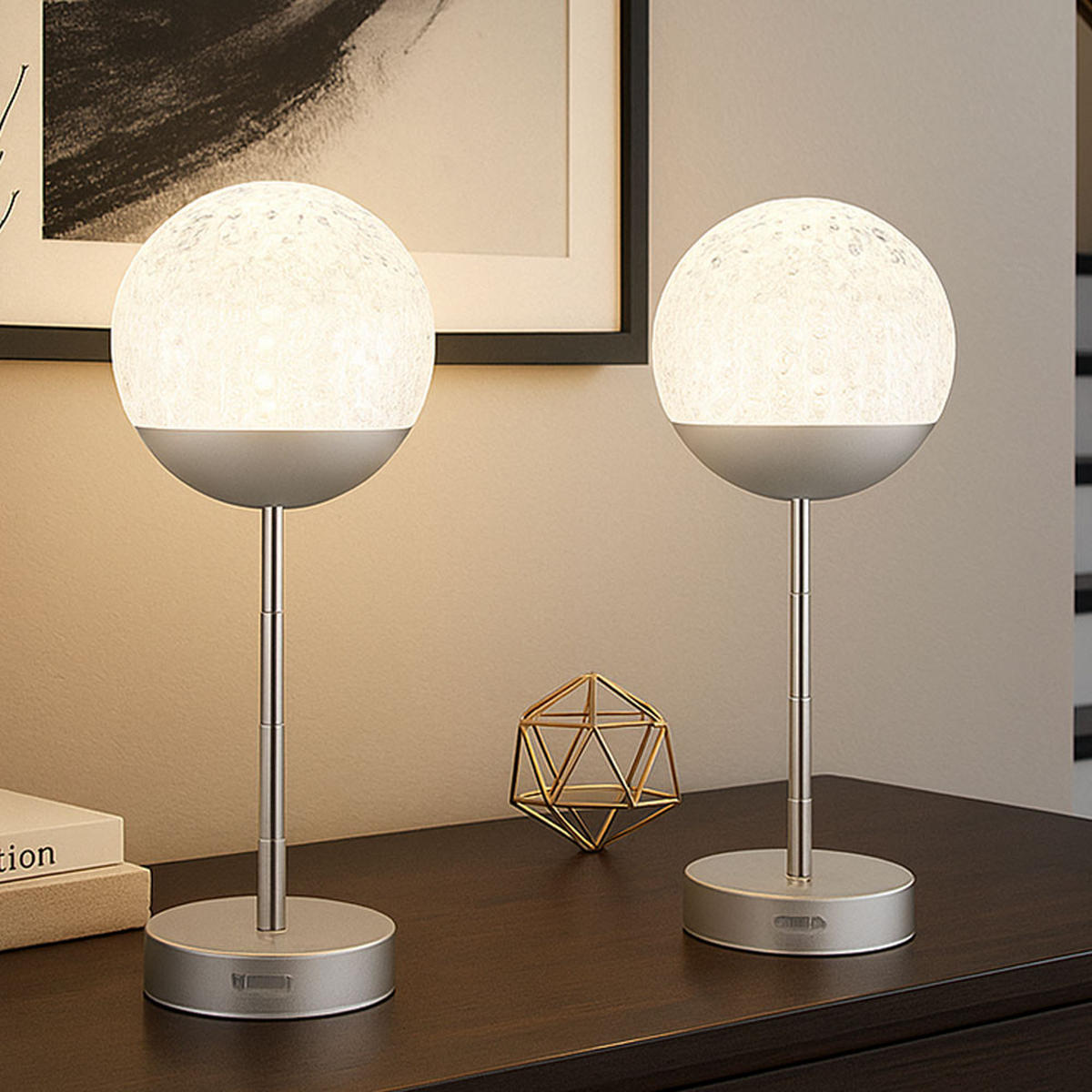 LED TISCHLEUCHTE Edelstahl Silber - Silberfarben, Metall (12/12/31.5cm) - Globo Lighting