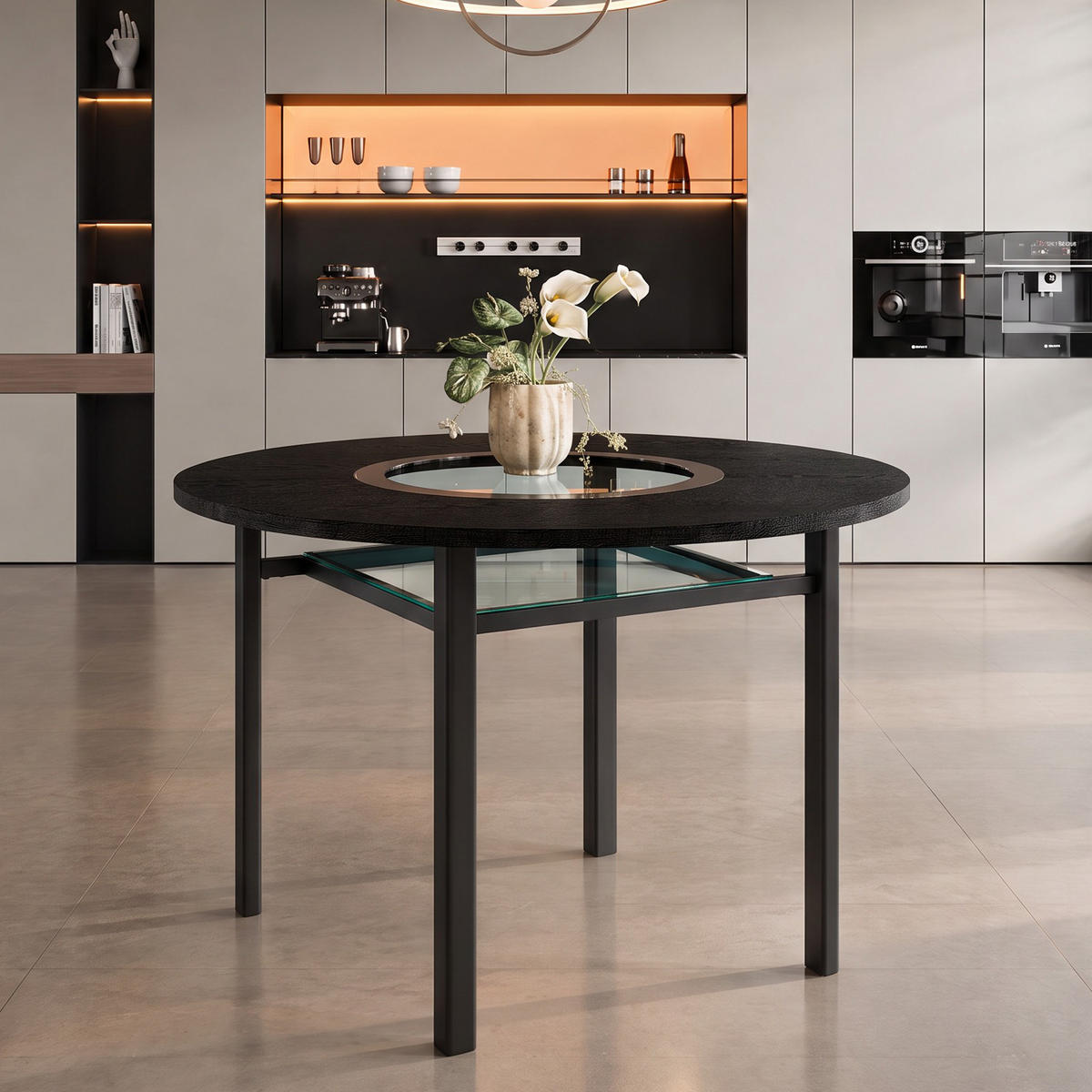 ESSTISCH 100 cm, Schwarz/Grau - Schwarz, Metall (100/100/76cm)