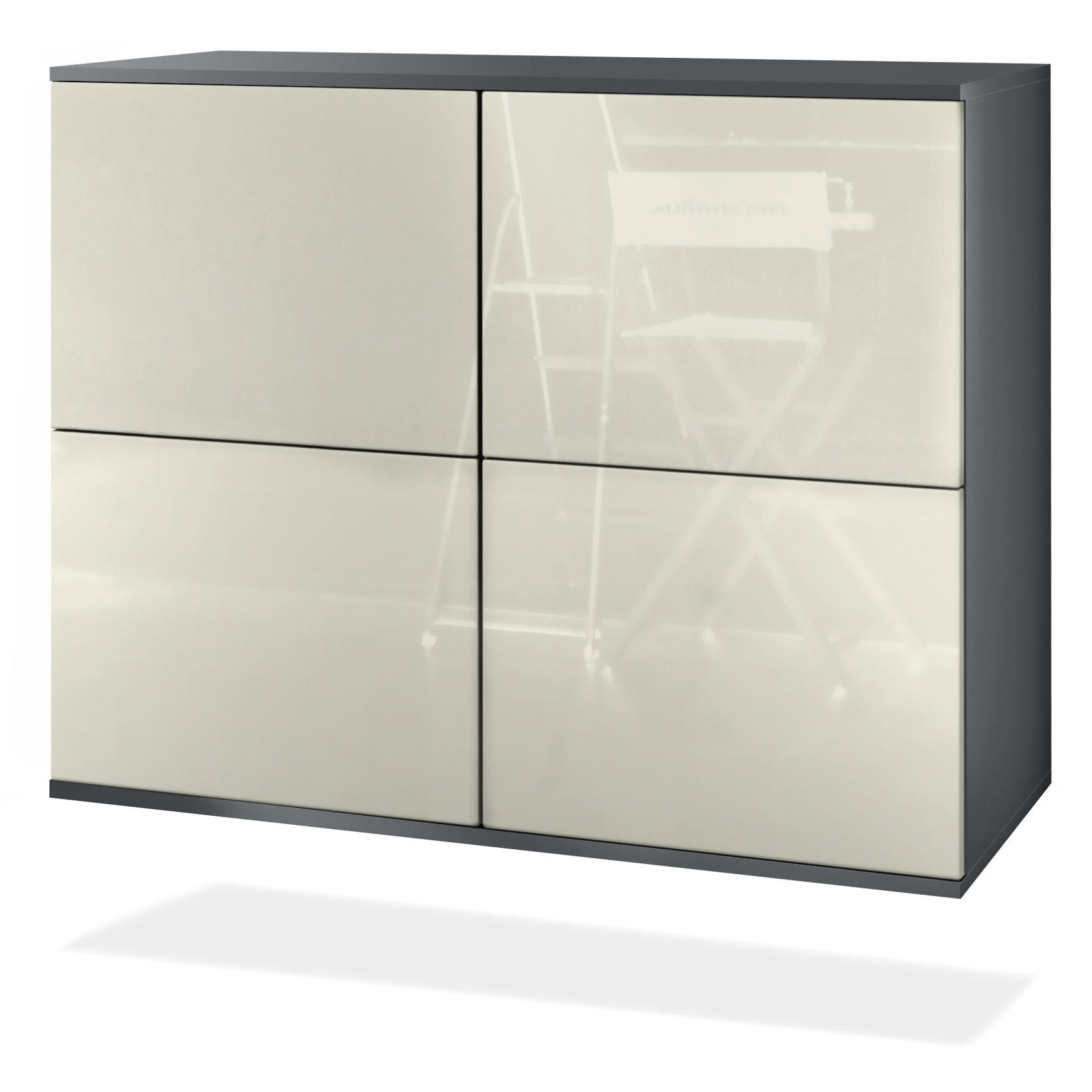 KOMMODE Rova Creme Hochglanz - Creme, Holzwerkstoff (92.5/73.5/35cm) - Vladon
