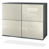 KOMMODE Rova Creme Hochglanz - Creme, Holzwerkstoff (92.5/73.5/35cm) - Vladon