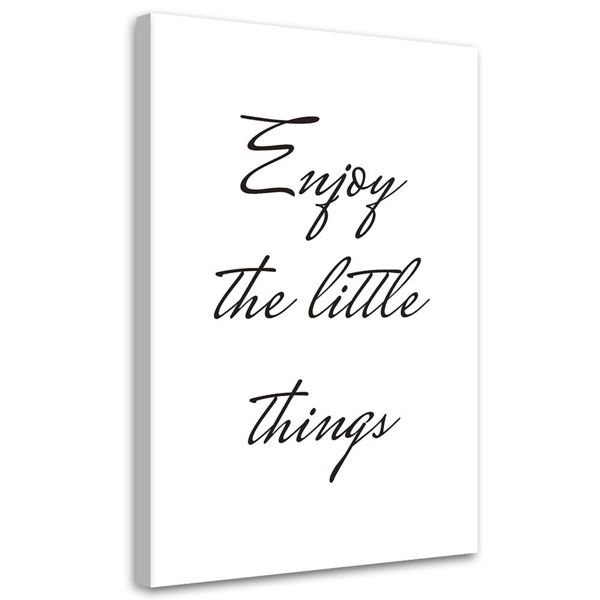 WANDBILD genieße die kleinen dinge - Schwarz, Textil (40/60cm) - Feeby