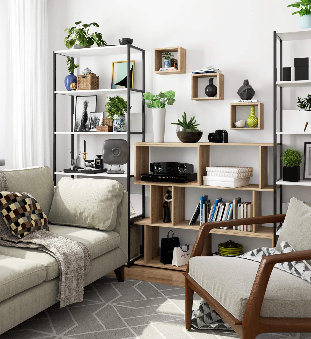 WANDREGAL Eiche Sonoma 25/25/15 - Sonoma Eiche, Holzwerkstoff (25/25/15cm) - RAUMHIRSCH FURNITURE