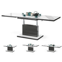 COUCHTISCH rechteckig Weiß Hochglanz - Anthrazit Hochglanz ausziehbar höhenverstellbar - Weiß Hochglanz/Anthrazit, Holzwerkstoff (70/120/56cm) - designimpex