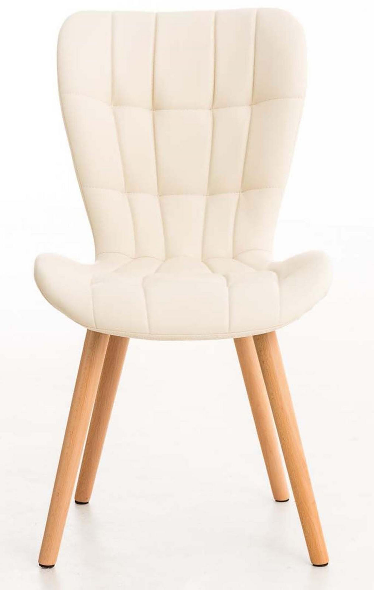 STUHL 4er Set Lederlook creme - Eukalyptusholzfarben/Creme, Holz/Textil (50/88/63cm) - CLP