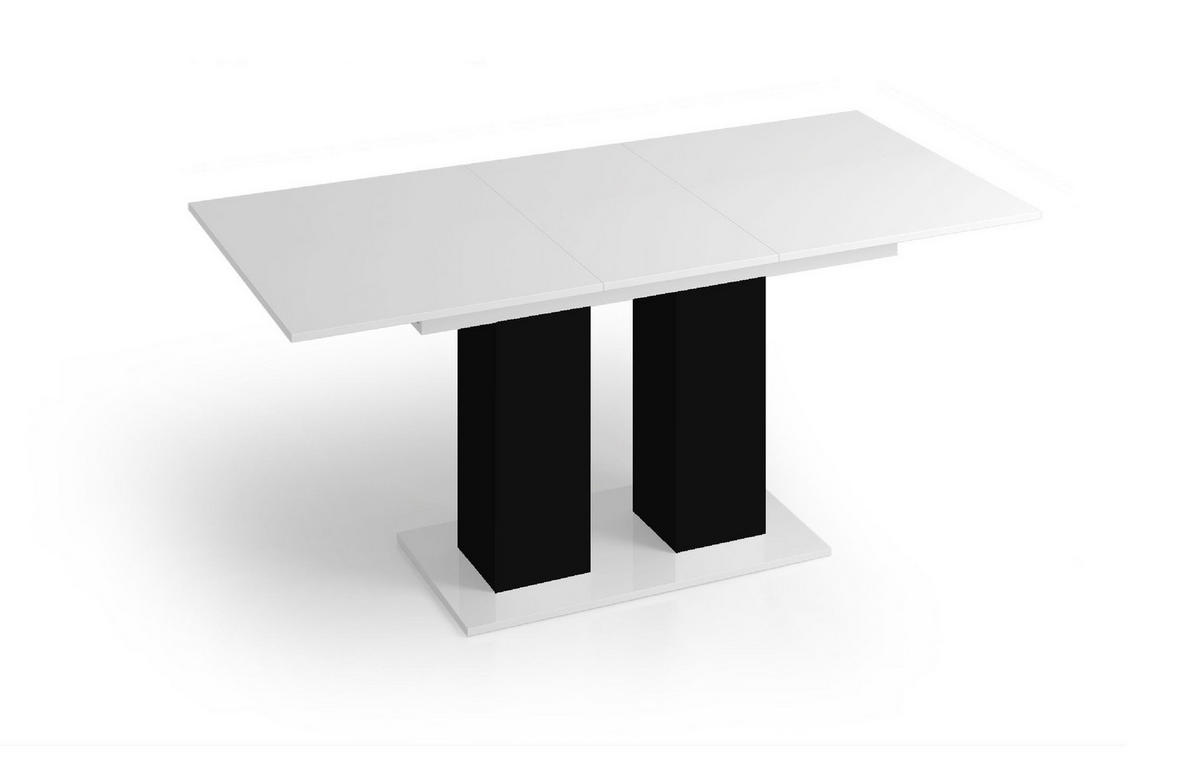 ESSTISCH rechteckig Weiß Schwarz Hochglanz ausziehbar - Schwarz, Holzwerkstoff (80/130/75cm) - designimpex