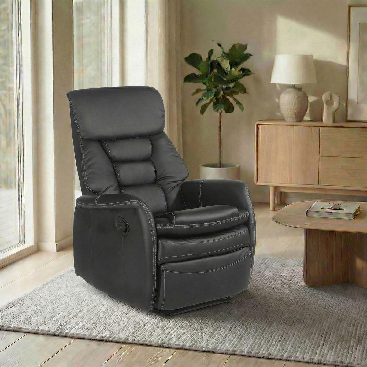 FERNSEHSESSEL SOPHIE - Schwarz, Textil (72/106/87cm) - IDIMEX