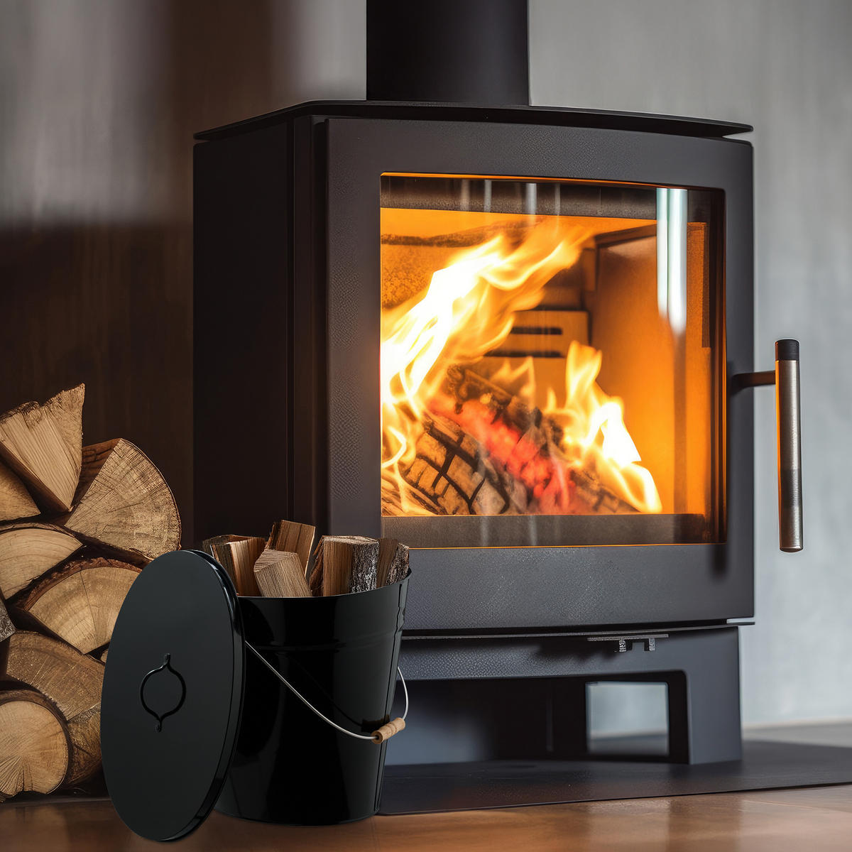 ASCHEEIMER - Schwarz, Holz/Metall (40.5/39/29cm) - Relaxdays