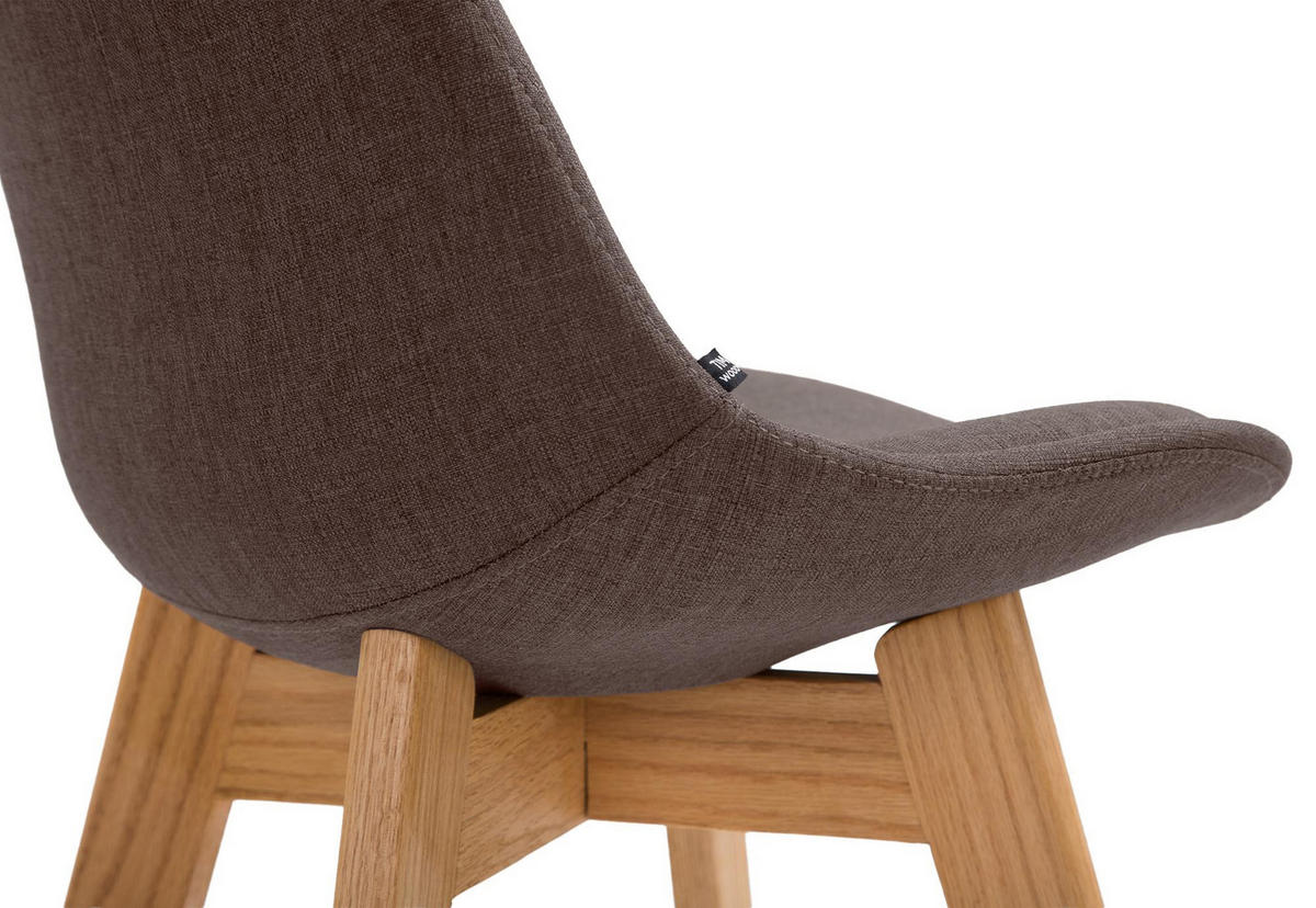 BARHOCKER 2er Set Stoff braun - Eukalyptusholzfarben/Braun, Holz/Textil (48/112/56cm) - CLP