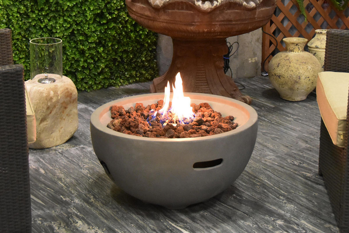 FEUERTISCH Nantucket Gasfeuerstelle aus GF-Beton 67/67/35 cm - Hellgrau, Naturmaterialien (68/36/68cm) - Elementi