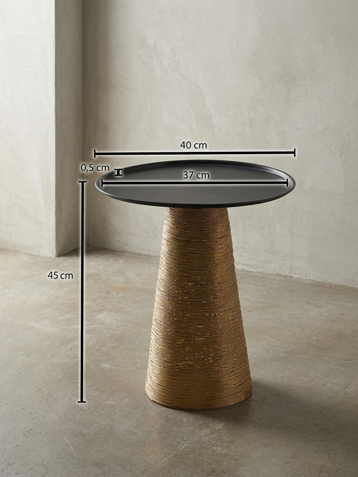 BEISTELLTISCH – Rund Aluminium Schwarz Gold Muster handgefertigt 40x40 cm - Goldfarben, Metall (40/40/45cm) - KADIMA DESIGN