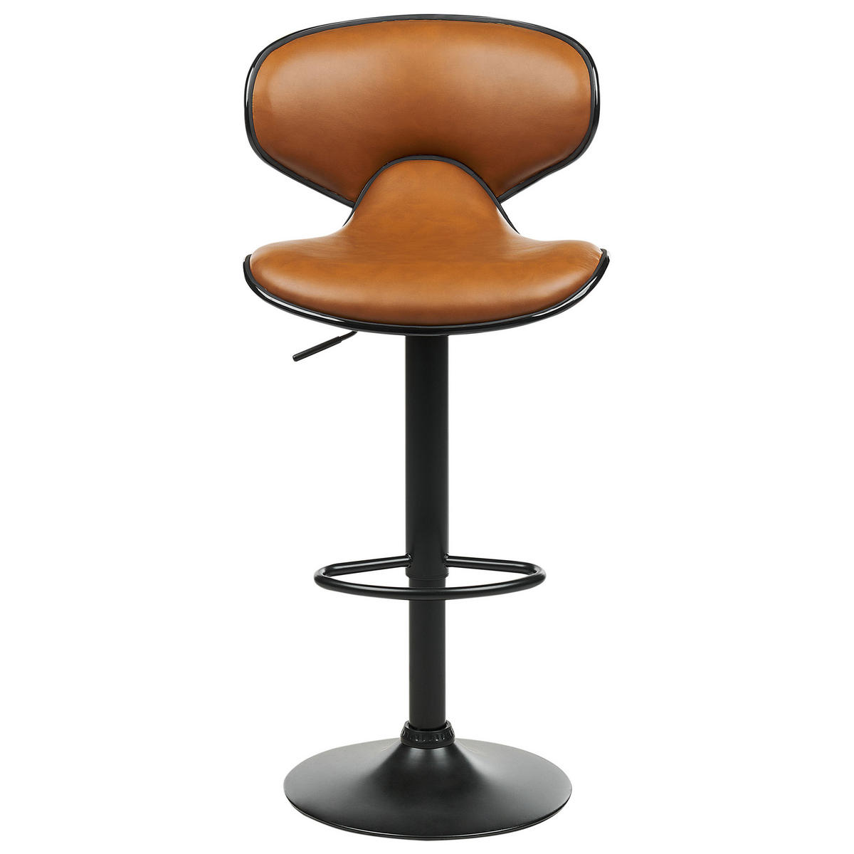 BARHOCKER 2er-Set Kunstleder goldbraun/schwarz höhenverstellbar Conway - Schwarz/Braun, Kunststoff (46/109/50cm) - Beliani