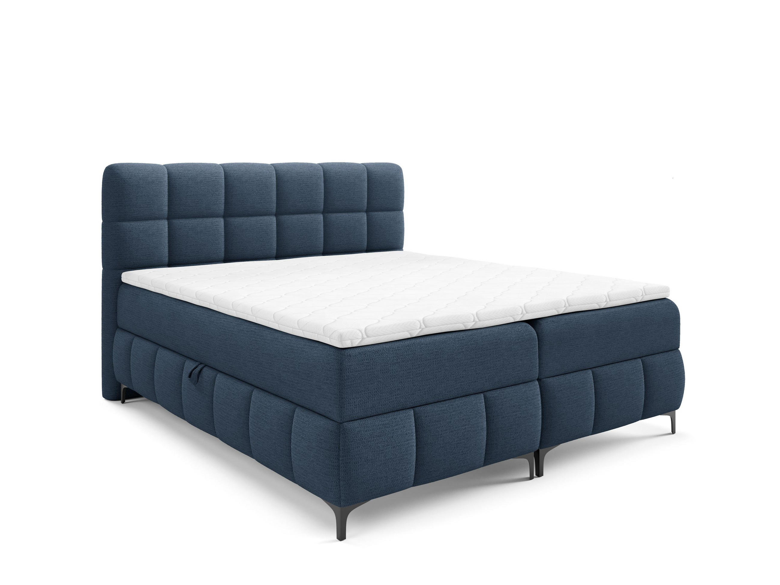 BOXBETT mit Stauraum und Topper 120x200 cm Marineblau - Dunkelblau, Textil (120/200cm) - Home Collective