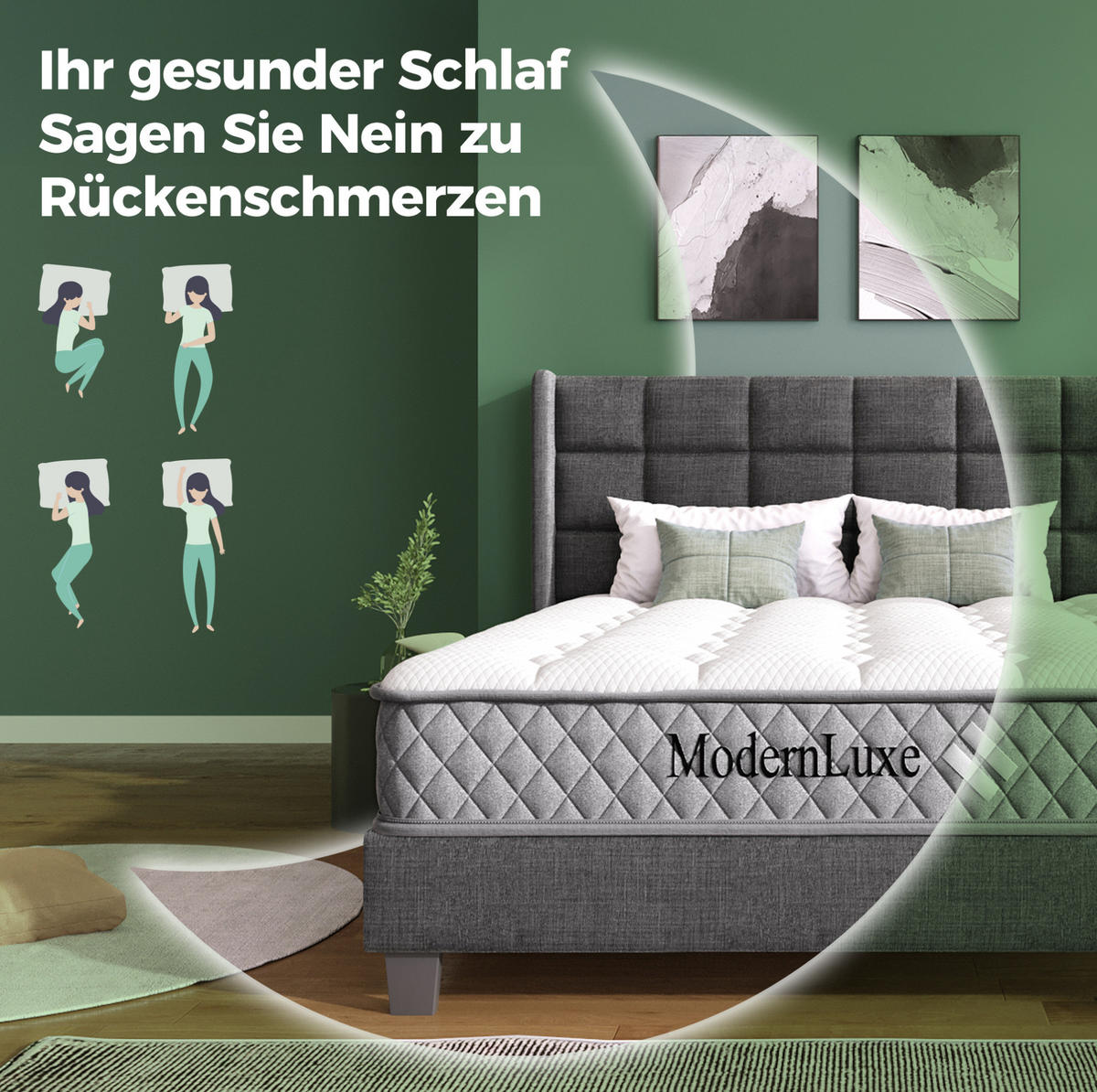 POLSTERBETT 90/200 cm dunkelgrün aus Samt mit Matratze - Grün, Textil (90/200cm) - OKWISH