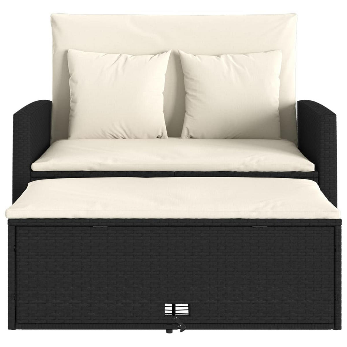 LOUNGESOFA mit Fußhocker und verstellbarer Rückenlehne, 2-Sitzer, 115/75/91 cm, Schwarz - Schwarz, Kunststoff (75/91/115cm) - vidaXL