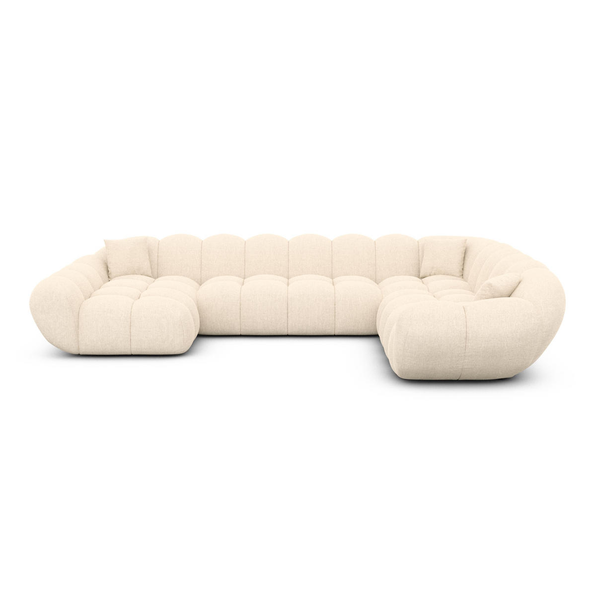WOHNLANDSCHAFT Liva Creme Strukturstoff U-Form XXL Links - Creme, Textil (323/70/258cm) - VAROYAL