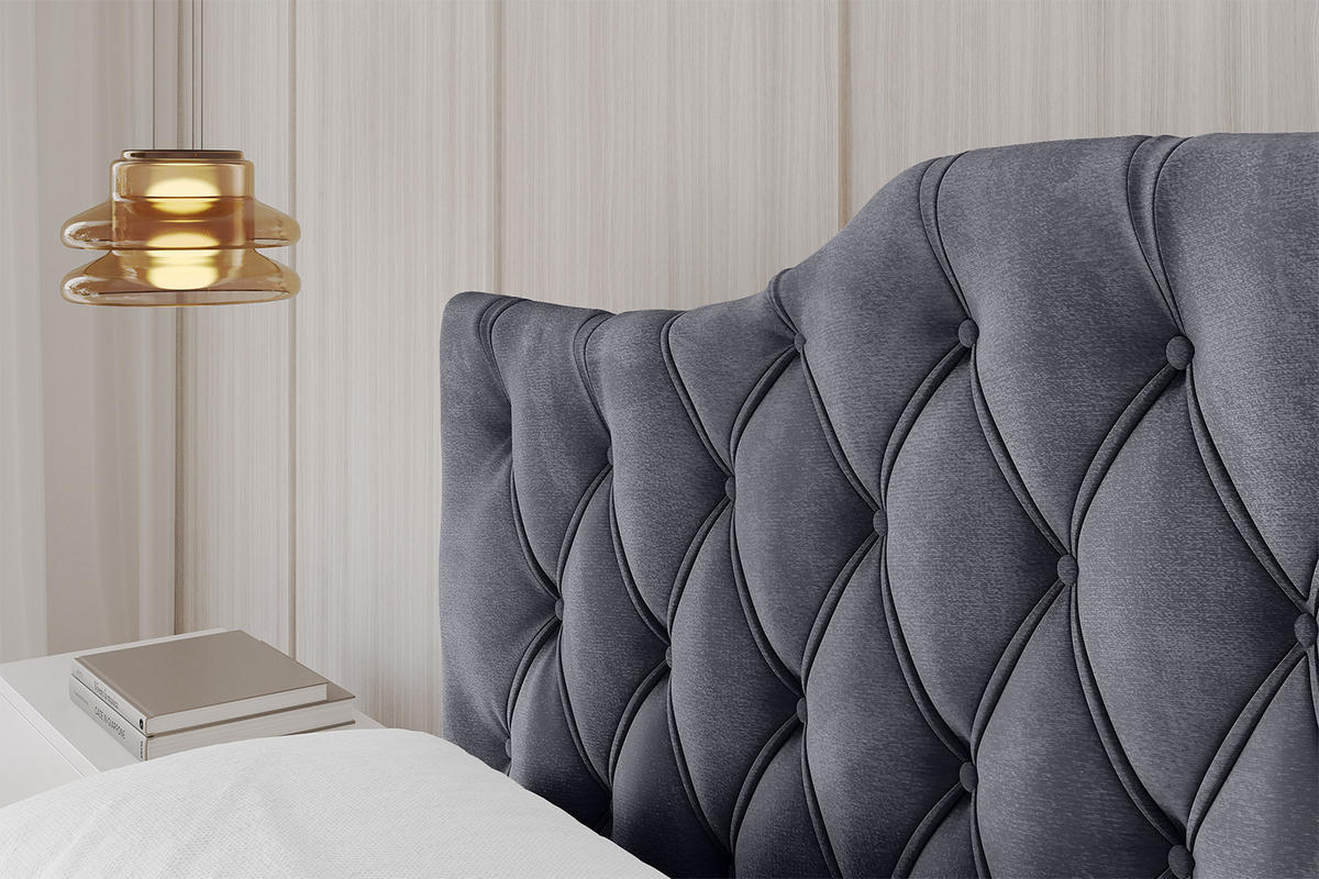 POLSTERBETT mit Bettkasten und Lattenrost, Boxbett ohne Matratze - FALIO-V1 180x200 Dunkelgrau - Dunkelgrau, Holzwerkstoff/Textil (180/200cm) - ALTDECOR