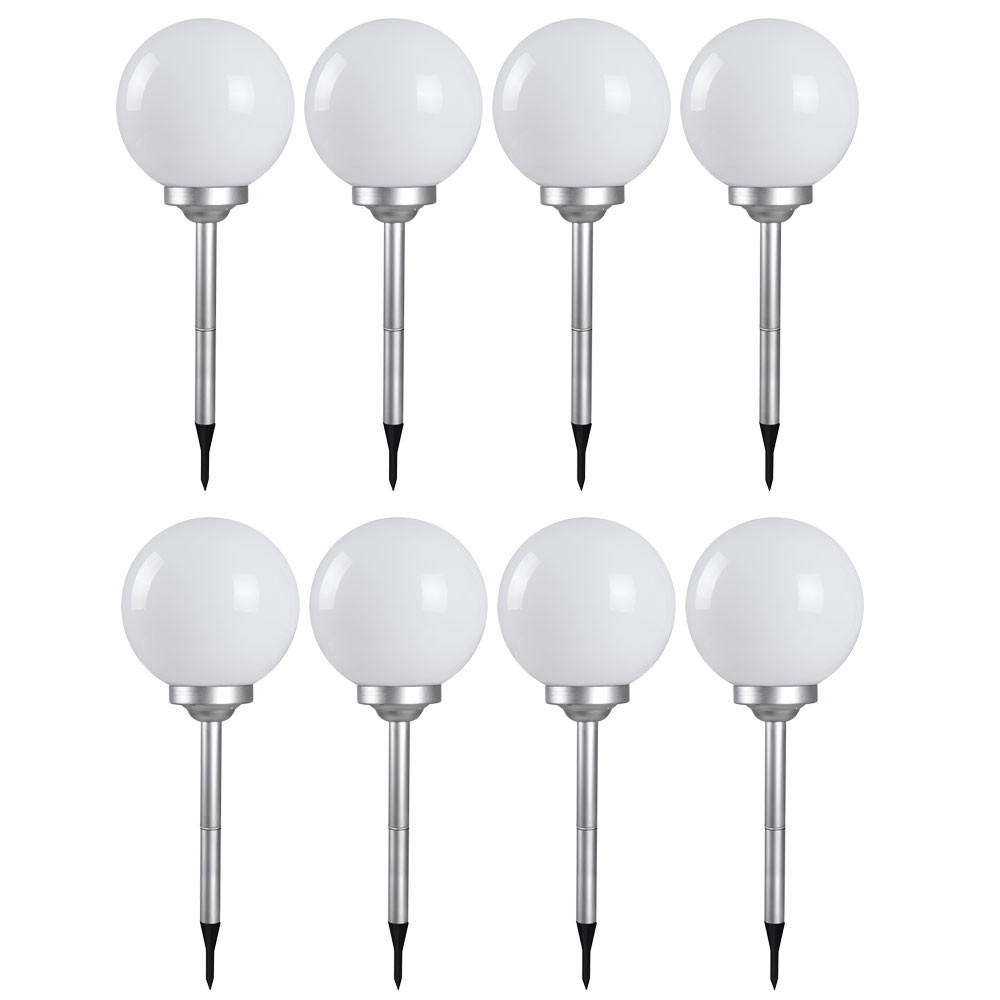 LED AUSSENLEUCHTE Kugelform Weiß 8er Set - Weiß, Kunststoff (30/30/70cm)