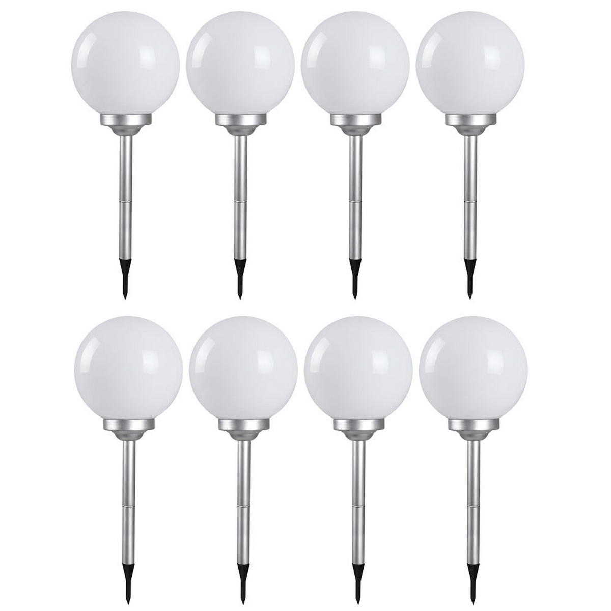 LED AUSSENLEUCHTE Kugelform Weiß 8er Set - Weiß, Kunststoff (30/30/70cm)