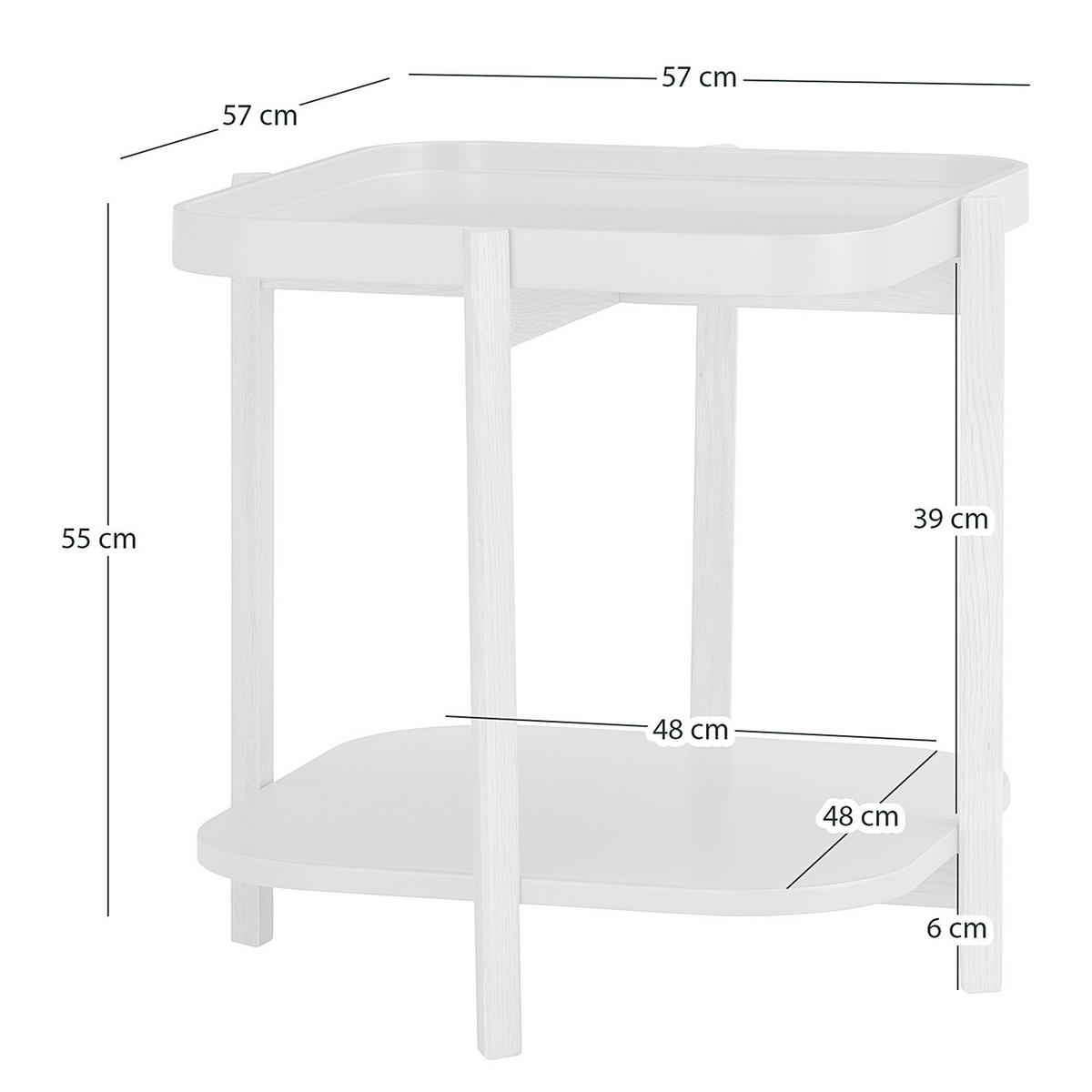 BEISTELLTISCH - Eiche massiv / MDF - Blaugrau/Schwarz, Holz/Holzwerkstoff (57/57/55cm) - home24