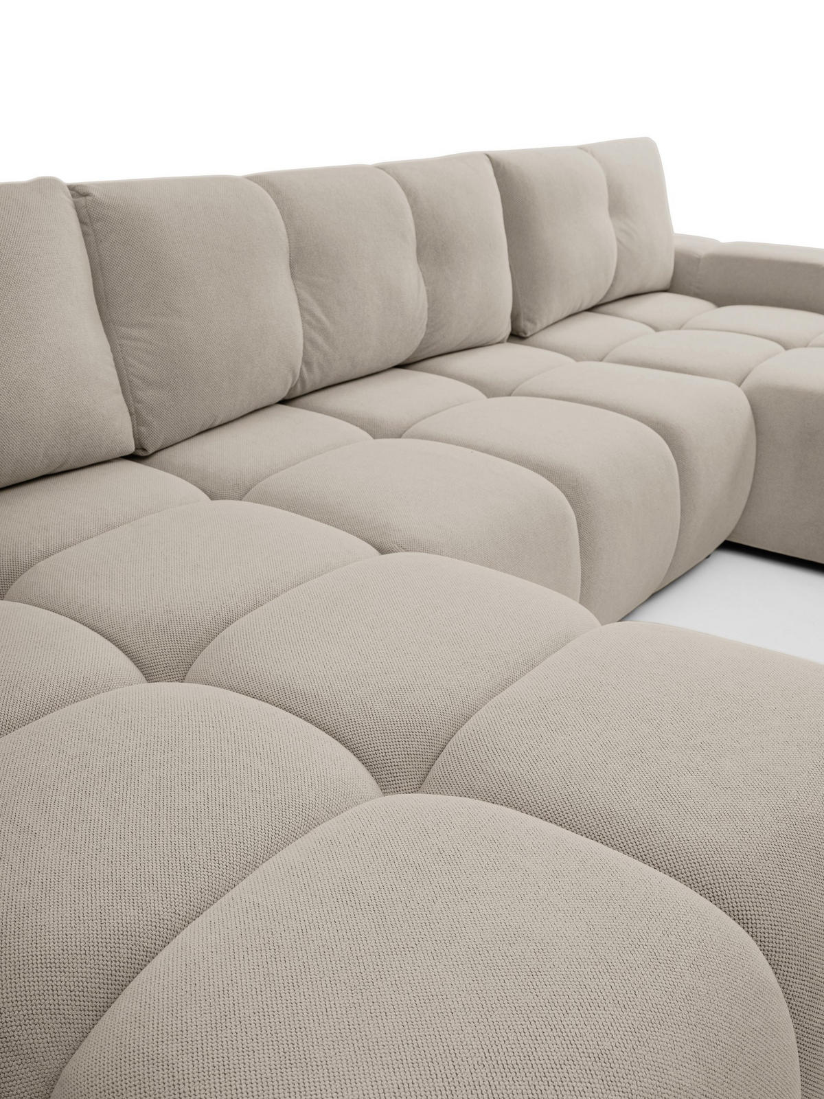 WOHNLANDSCHAFT DUCA U Beige Jersey mit Schlaffunktion - Beige, Holz (359/88/177cm) - MASSENO