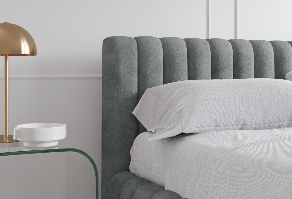 POLSTERBETT mit Stauraum Bouclé 200x200 cm in Grau - Grau, Textil (200/200cm) - Home Collective