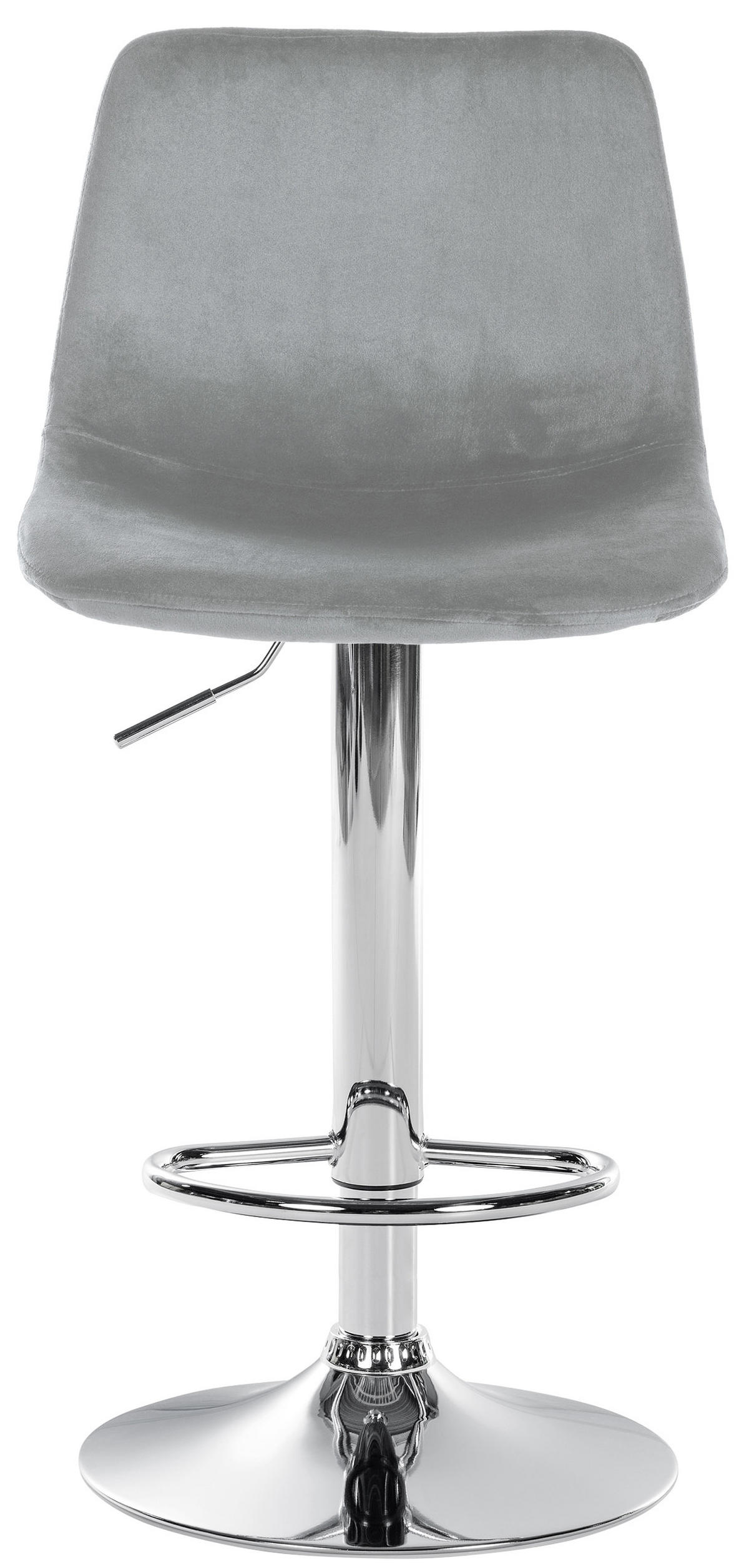 BARHOCKER 2er Set Samt grau - Chromfarben/Grau, Textil/Metall (44/88/43cm) - CLP