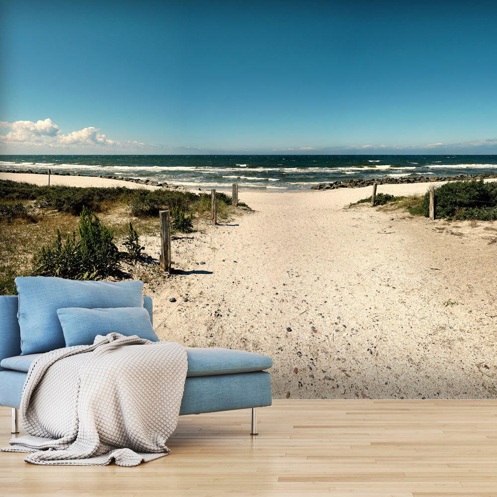 SELBSTKLEBENDE FOTOTAPETE 196/140 cm - Blau/Beige, Kunststoff/Textil (196/1cm) - KUNSTLOFT