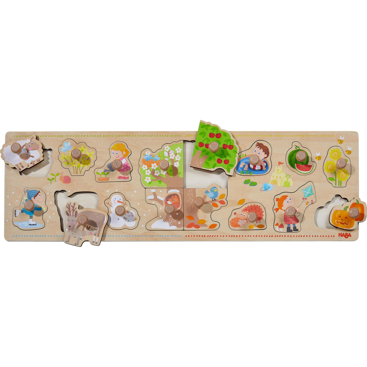GREIFPUZZLE 4 Jahreszeiten, ab 12 Monaten - Multicolor, Naturmaterialien (17/4/25cm) - Haba