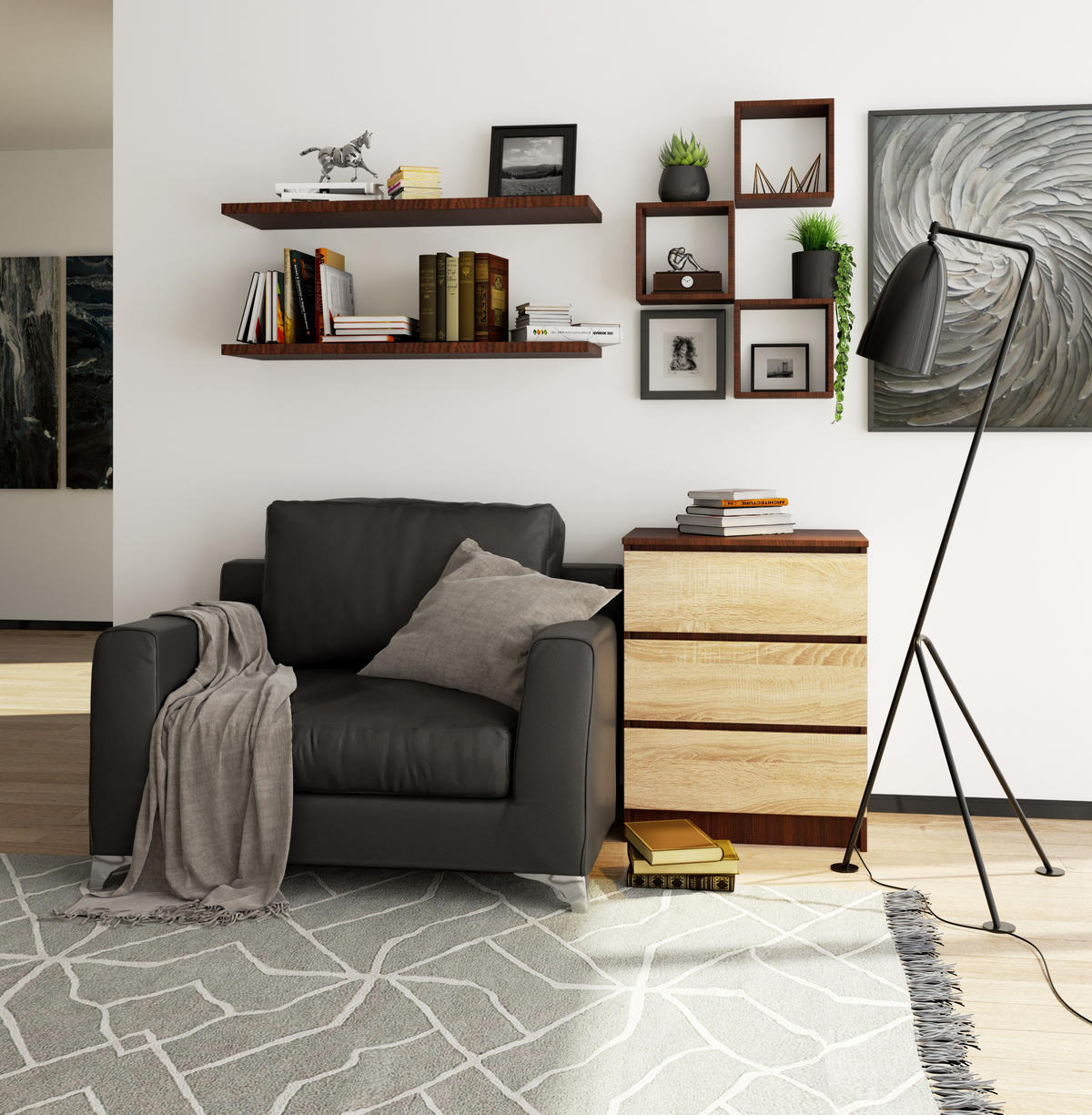 KOMMODE Dunkelbraun, Eiche Sonoma 77/60/40 - Dunkelbraun, Holzwerkstoff (60/77/40cm) - RAUMHIRSCH FURNITURE