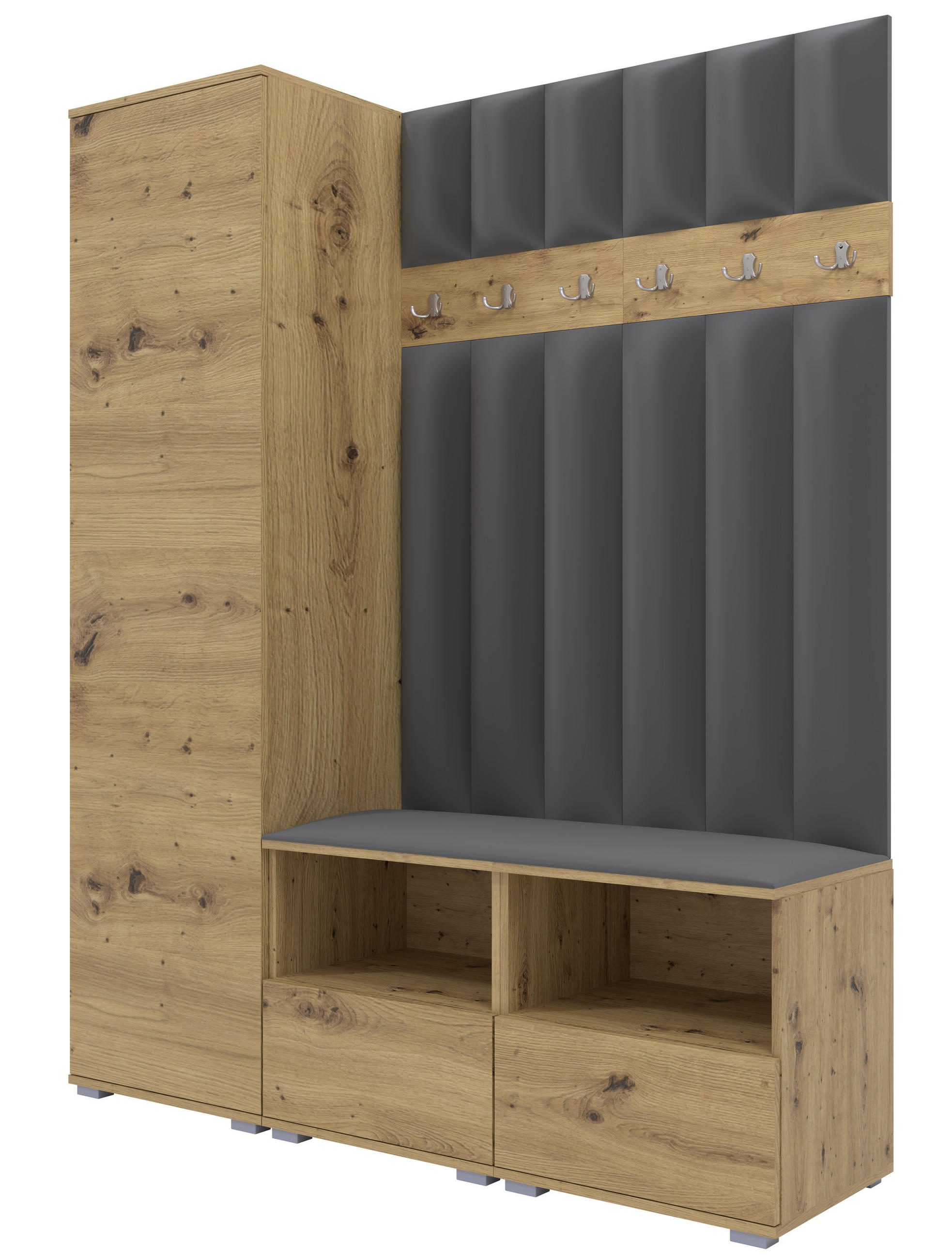 Ravio Gepolstert Eiche Artisan, Dunkelgrau 150x187x40 cm