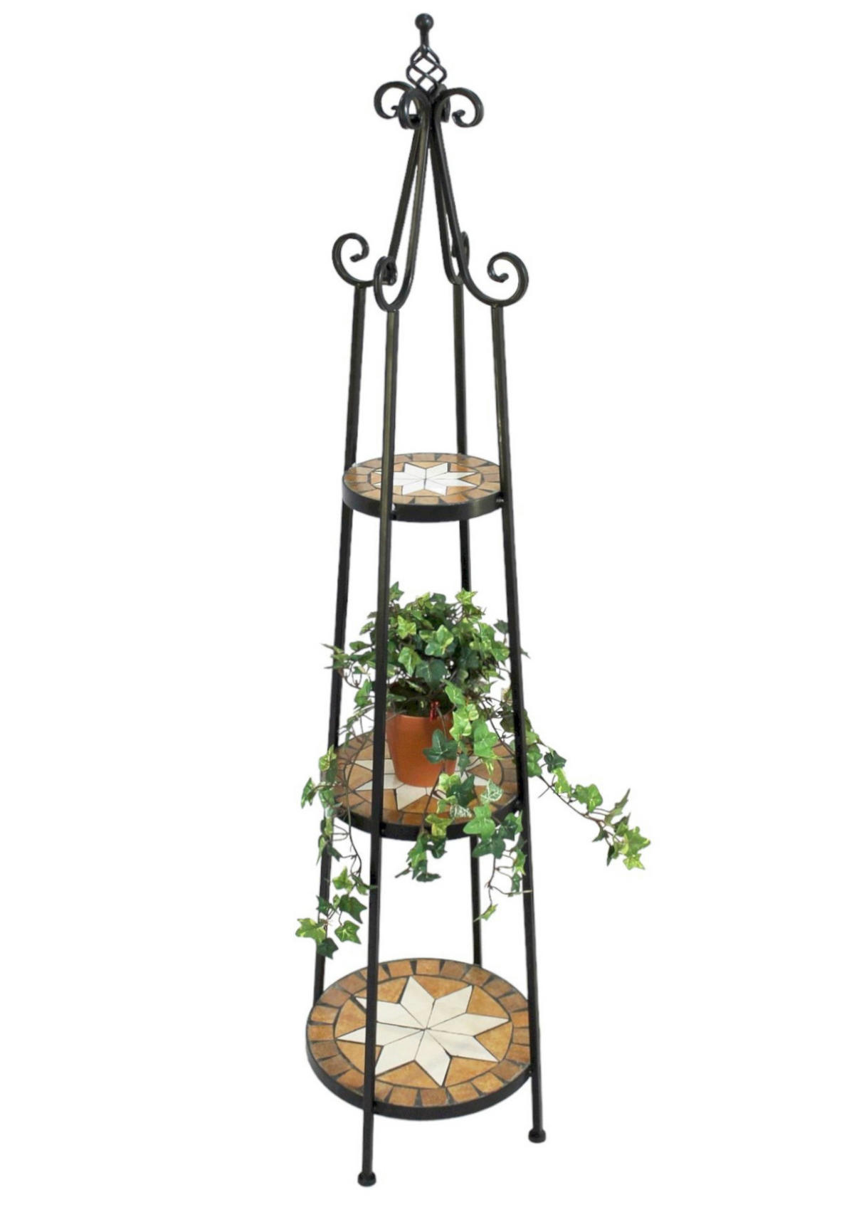 BLUMENREGAL Mosaik Rund 140 cm Blumentreppe - Schwarz, Metall (24/140/24cm) - DanDiBo