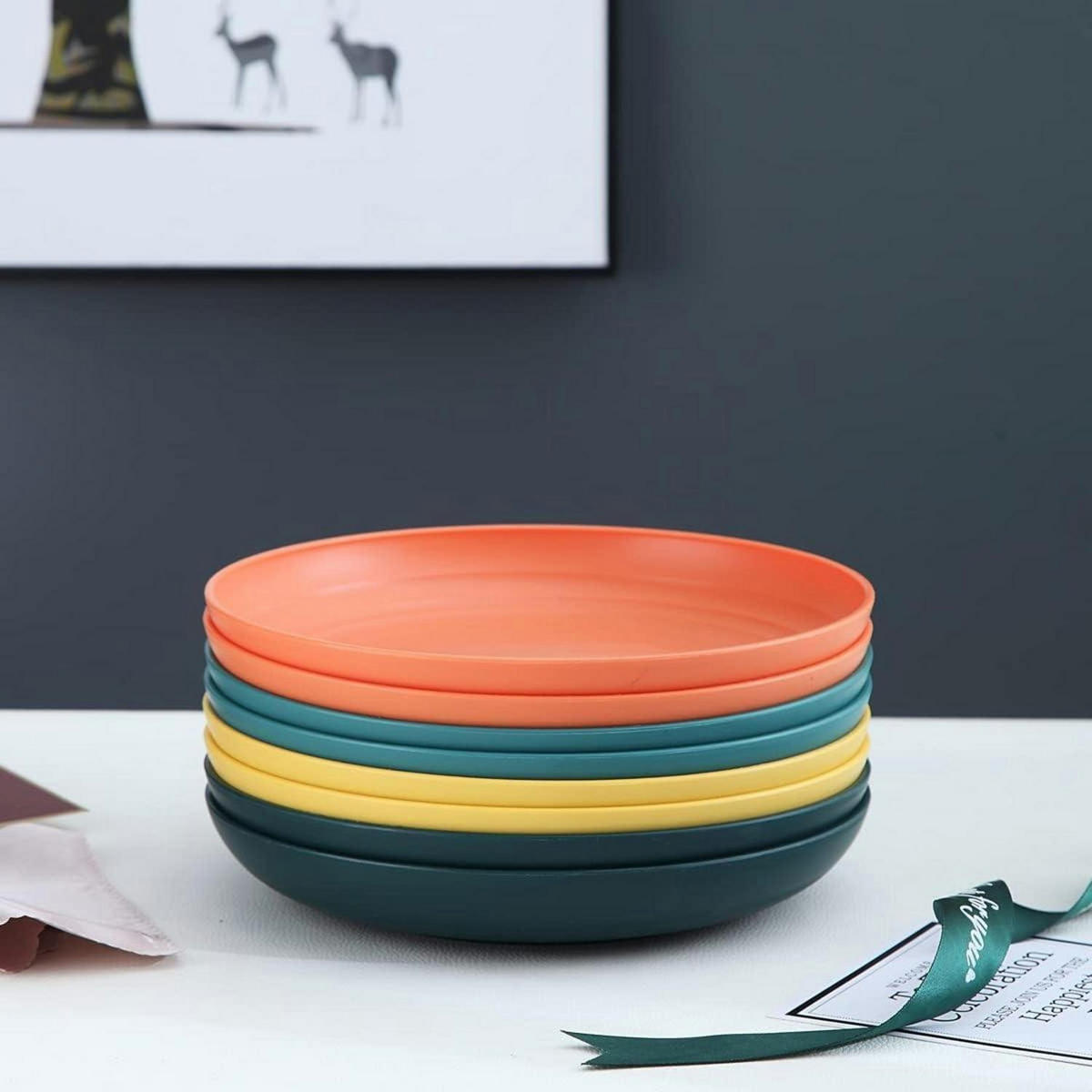 SPEISETELLER 8er Set 23 cm Kunststoff Mischfarbe - Multicolor, Kunststoff (23/23/2cm)