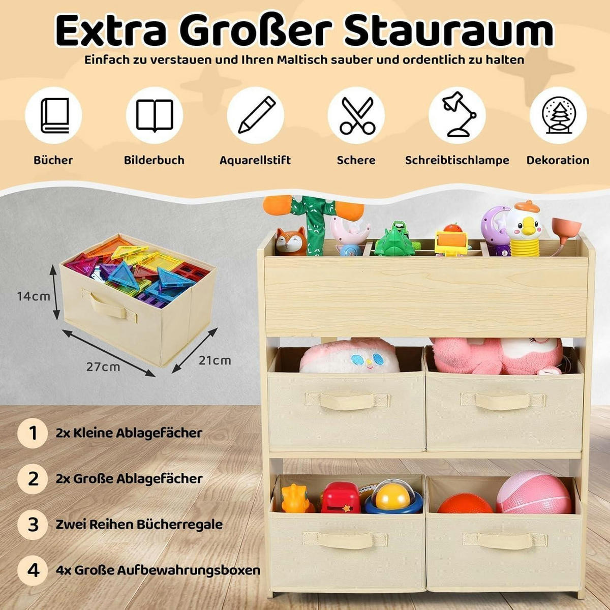 KINDERTISCH mit Stühlen 2-teiliges Set Gelb - Hellbraun, Holzwerkstoff (53/64/102cm)