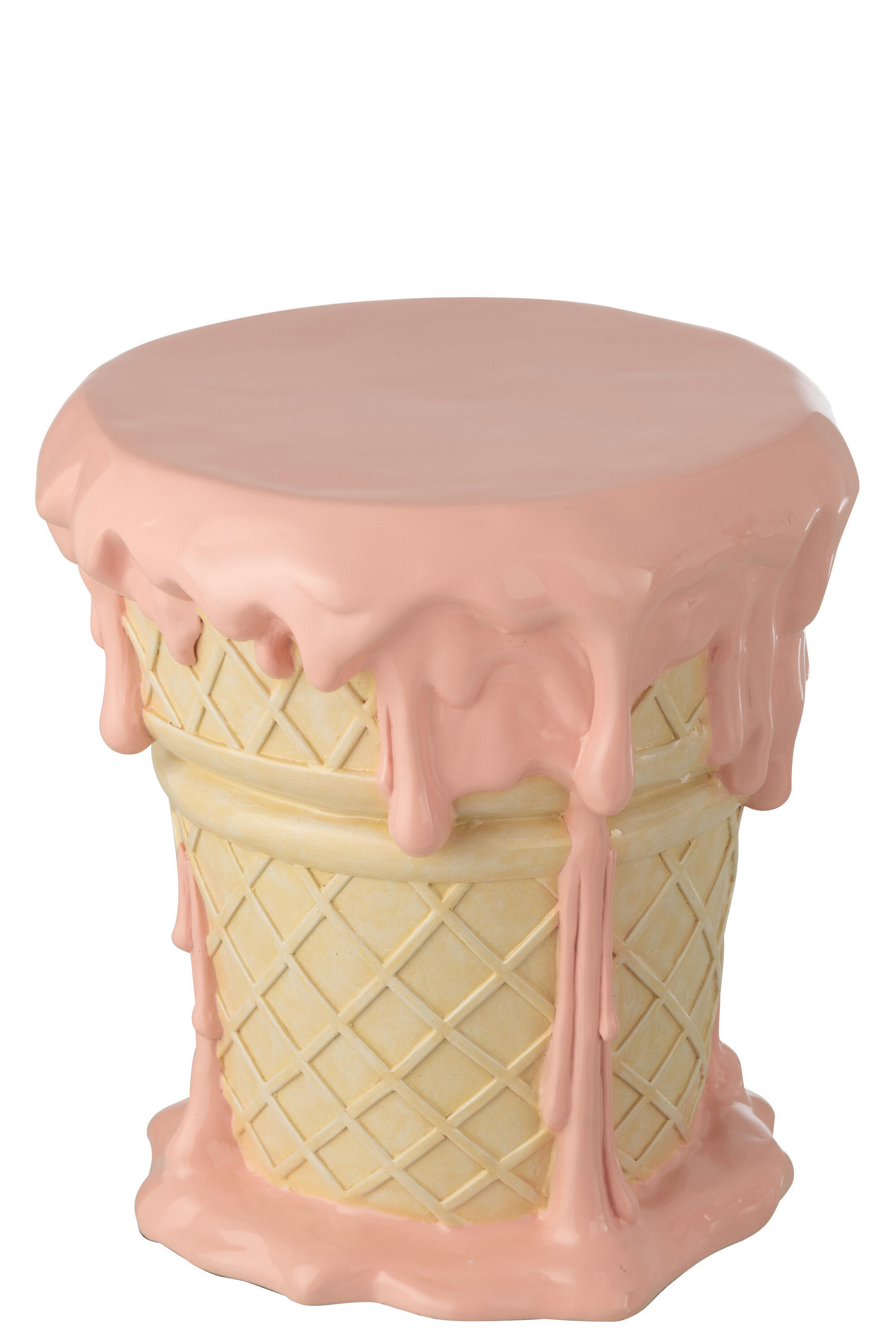 BEISTELLTISCH EISCREME Rosa - Pink, Glas/Naturmaterialien (36.5/36/38.5cm) - J-Line
