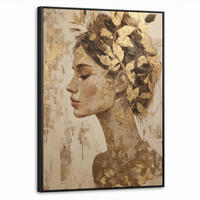 LEINWAND Bilder mit Rahmen - Frau - Gold - Abstrakt - Textur - 50x70 - Goldfarben, Textil (50/70cm) - MuchoWow
