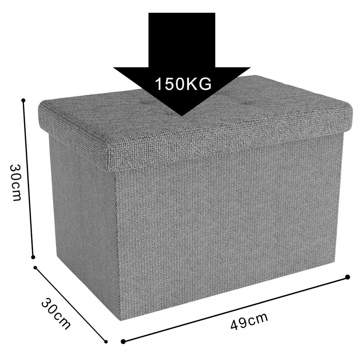 SITZBOX Faltbar mit Stauraum 49/30/30 cm (Grau) - Grau, Textil (30/30/49cm) - Intirilife