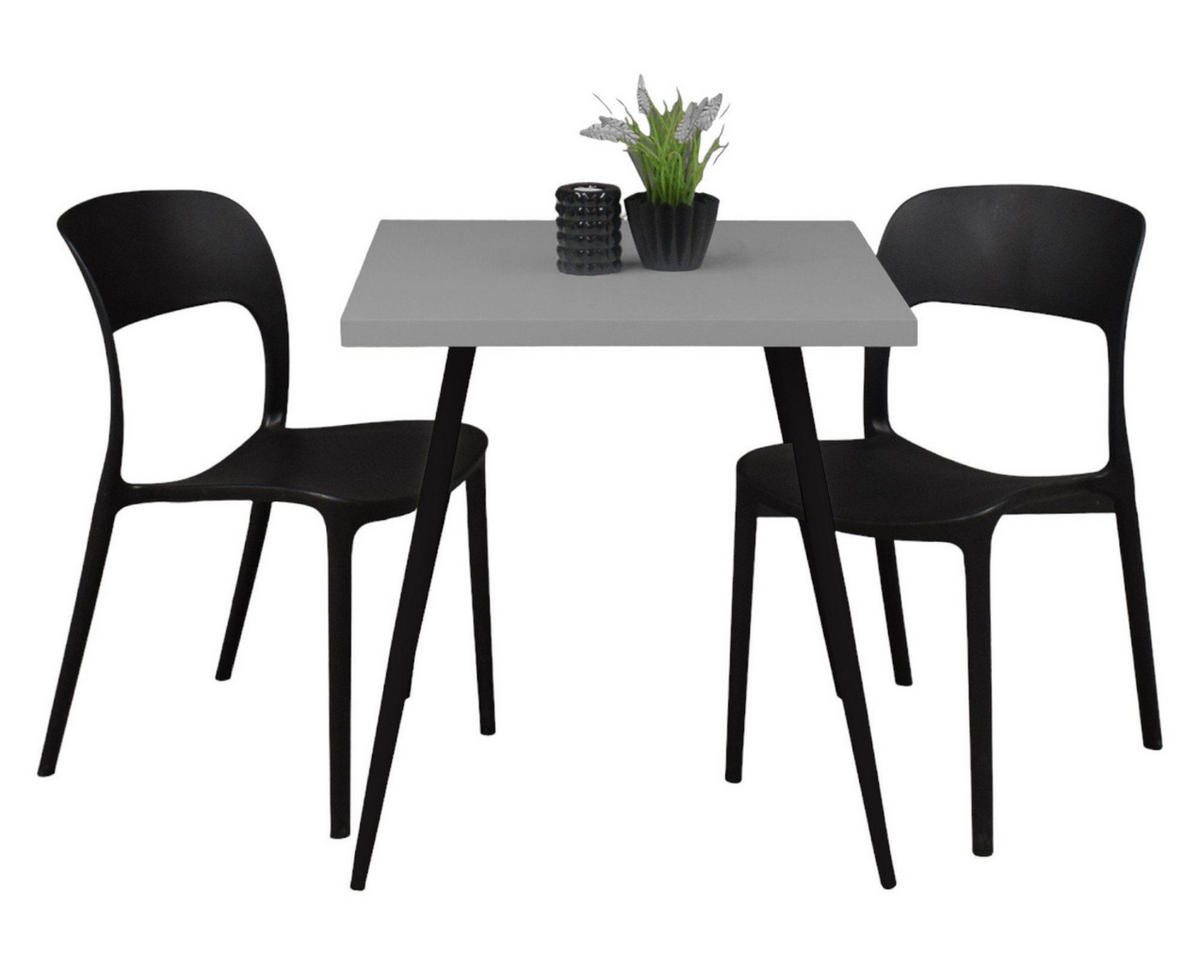 BISTROTISCH Ekaterina 70x70x75 schwarz matt/kreidegrau matt lack - Hellgrau, Metall (70/70/75cm) - 58aufmkessel