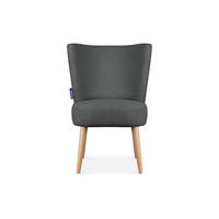COCKTAILSESSEL APPA auf hohen Beinen aus Buche, aus recyceltem Boucle-Stoff, Dunkelgrau/Buche Dekor - Dunkelgrau/Buchefarben, Holz/Textil (63/89/65cm) - KONSIMO®