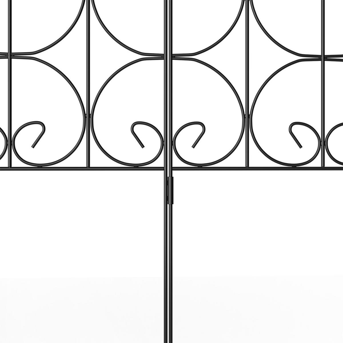 GARTENZAUN Lattenzaun 5Stück aus Metall in Schwarz Abnehmbares Design Robuste Metallkonstruktion je Paneel: 61 cm B × 81.5 cm H - Schwarz, Metall (61cm) - Livingandhome