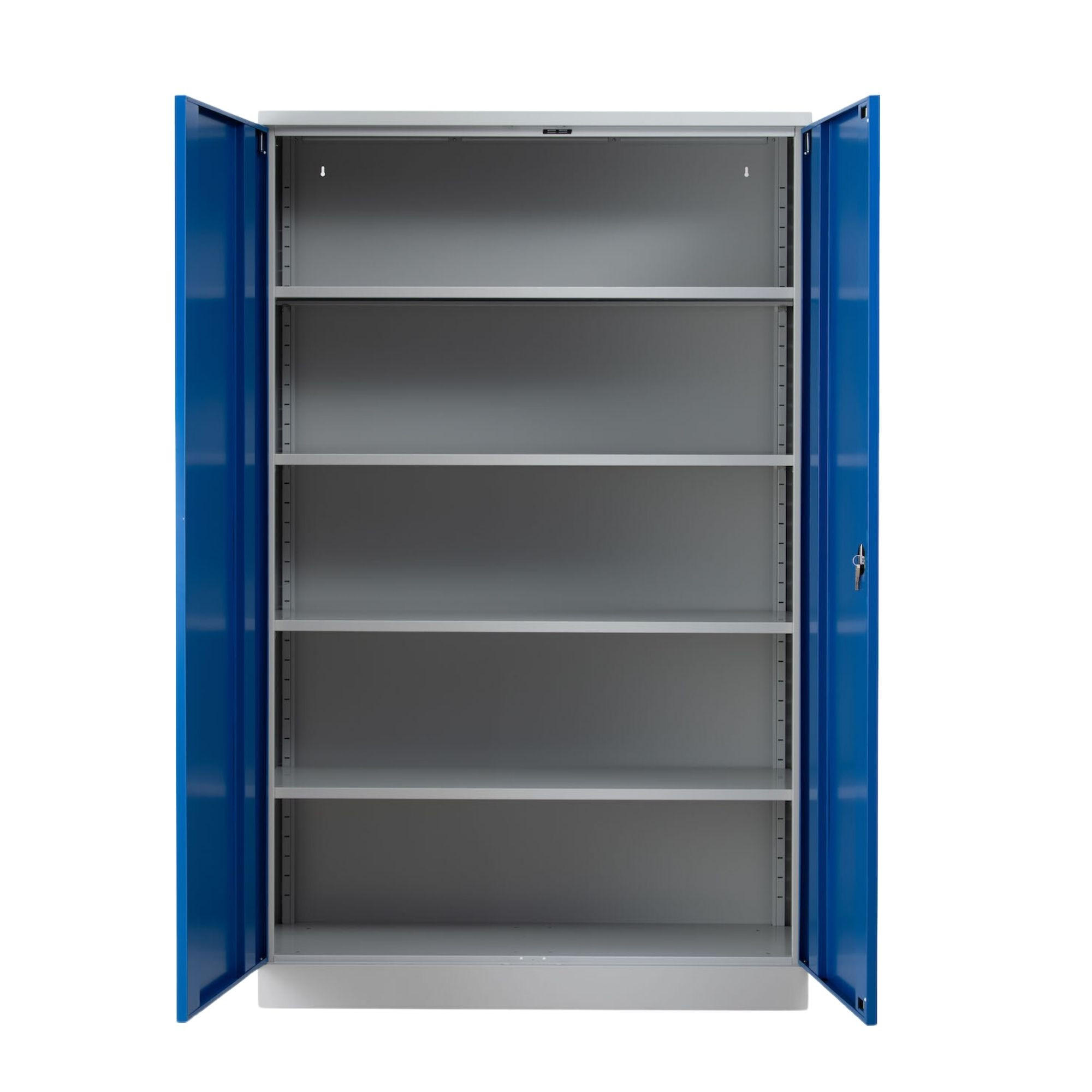 STAHLSCHRANK Bee mit 4 verzinkte Fachböden 195x120x50 cm Korpusfarbe Lichtgrau Frontfarbe Enzianblau - Blau, Metall (120/195/50cm)