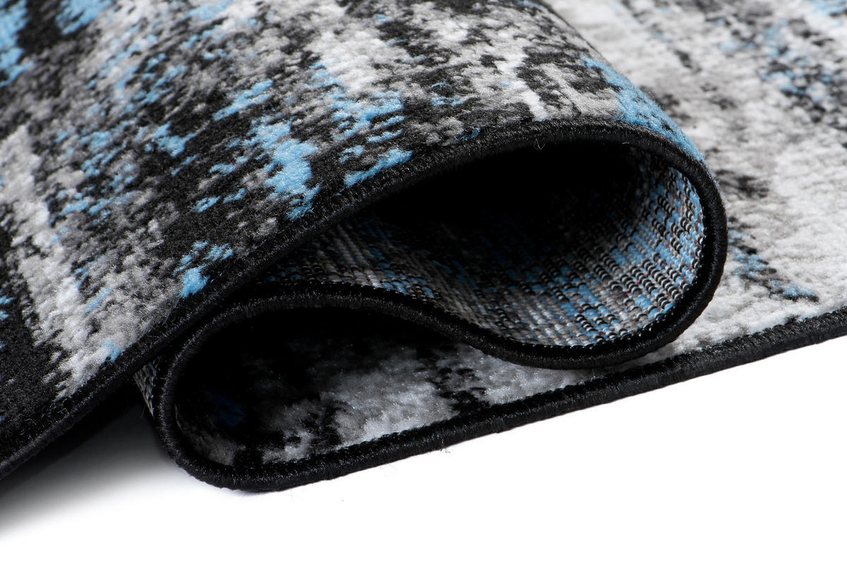 LÄUFER MAYA Schwarz Blau 60/100 cm - Blau, Textil (60/100cm) - Tapiso