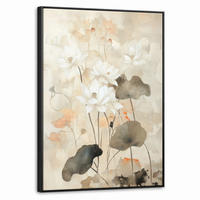 LEINWAND Bilder mit Rahmen - Blumen - Japandi - Wabi sabi - 60x80 - Sandfarben, Textil (60/80cm) - MuchoWow