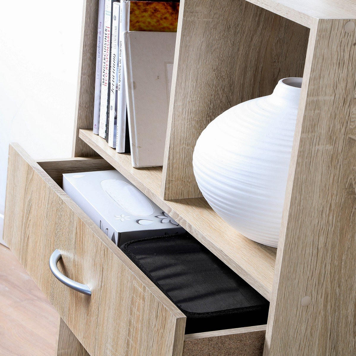 AUFBEWAHRUNGSREGAL 4 Fächer mit einer Schublade - Apfelbaumfarben, Holzwerkstoff (29.5/80/62cm) - Calicosy