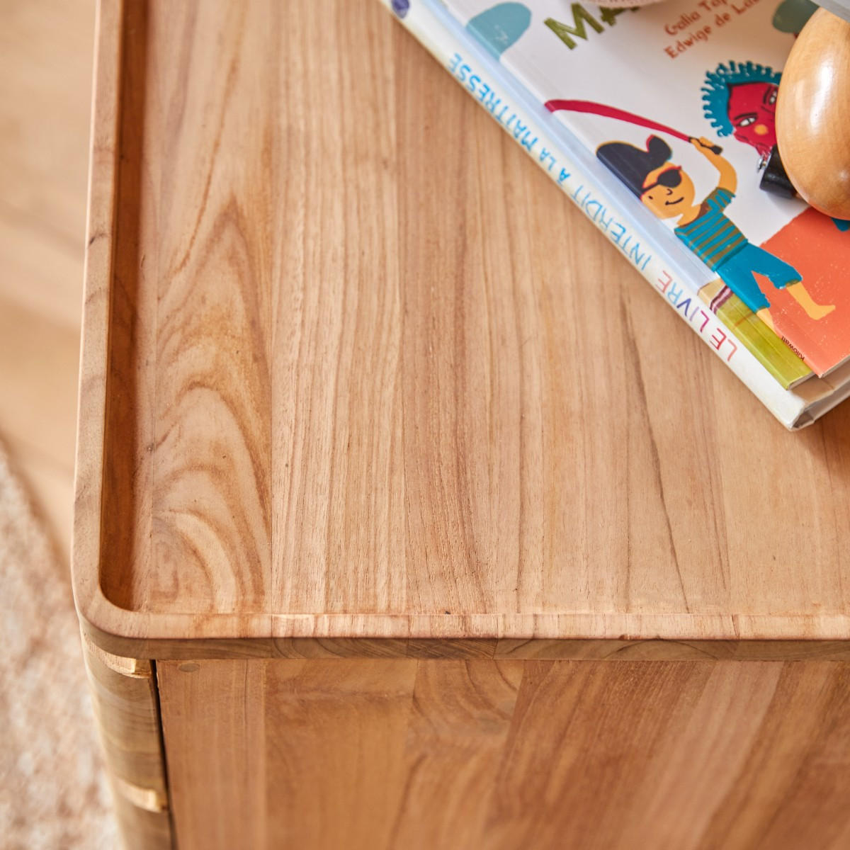 KINDER-NACHTTISCH Nino Natur aus Teak - Naturfarben, Holz (45/50/45cm) - Tikamoon
