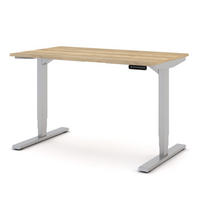 SCHREIBTISCH Elektrisch höhenverstellbarer Schreibtisch Y-Line Eiche Natura Weißaluminium 120/70/62-127cm - Weiß Hochglanz/Silberfarben, Holzwerkstoff/Metall (70/120/127cm) - ASSMANN