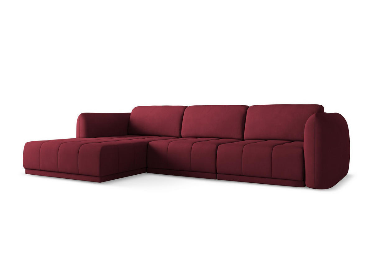 ECKSOFA Links Chenille Stoff Rot - Rot/Weinrot, Kunststoff/Textil (170/290cm) - Makamii