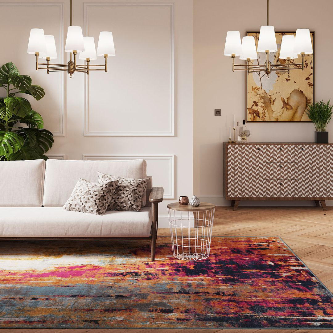 WEBTEPPICH Ray Multi - Orange, Textil (120/170cm) - Kukoon Rugs