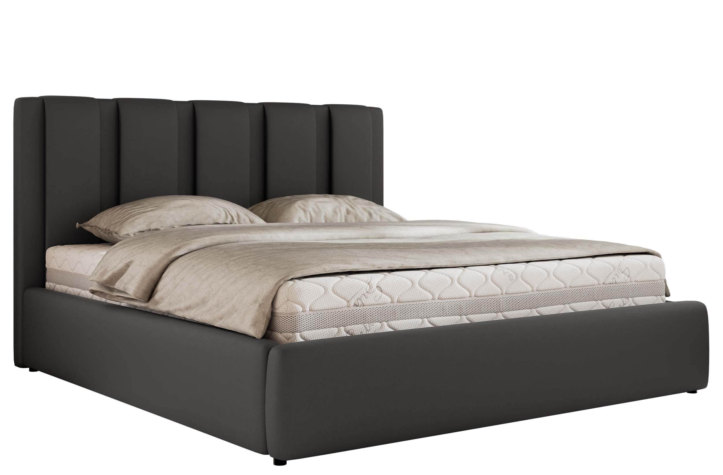 POLSTERBETT SAVINO CLASSIC 140/200 - Grau Kunstleder - Schaum-Matratze - Grau, Textil (140/200cm) - MKS